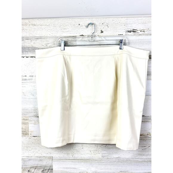 A New Day Womens plus 2X Faux Leather Mini Skirt Cream new lined soft - Picture 4 of 8